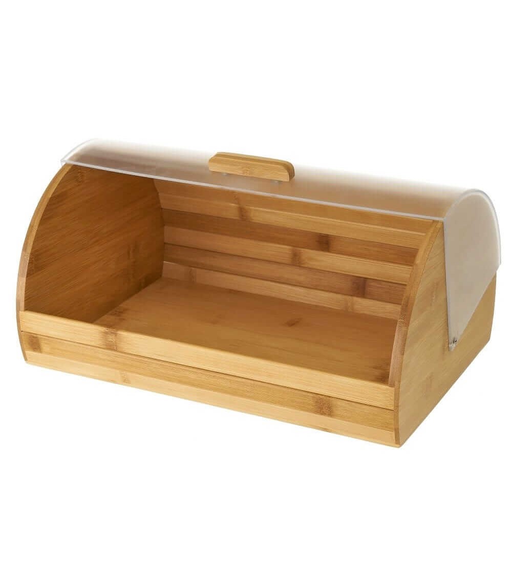 Dcasa Panera De Bambú Natural Con Tapa Abatible De 38x26x18 Cm