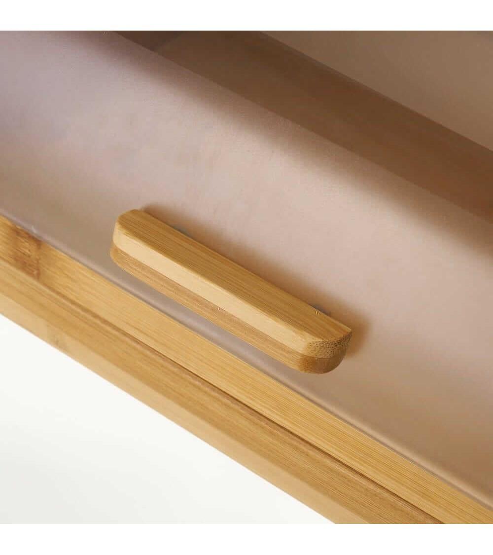 Dcasa Panera De Bambú Natural Con Tapa Abatible De 38x26x18 Cm