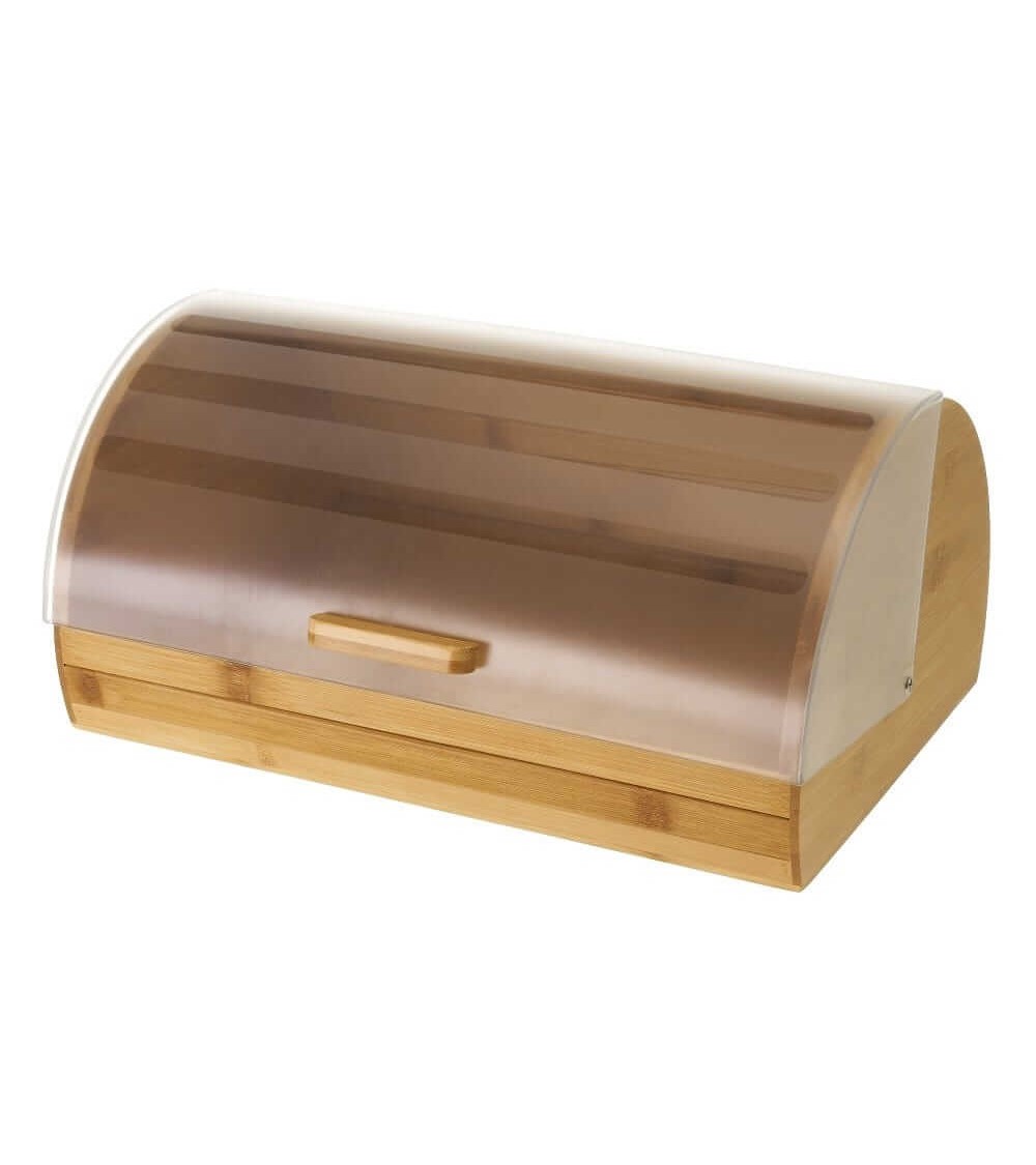 Dcasa Panera de bambú natural con tapa abatible de 38x26x18 cm