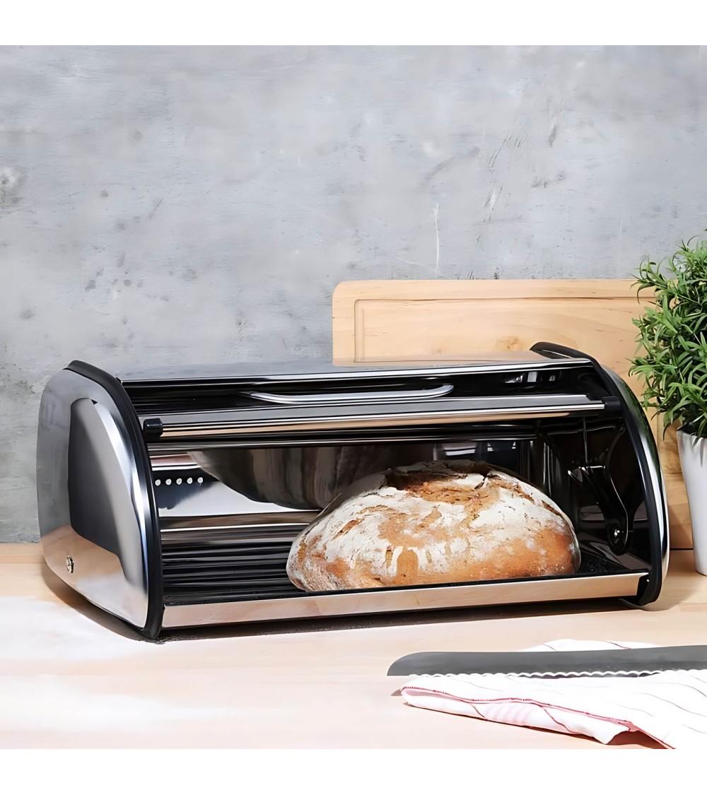 Dcasa Panera De Mesa Clásica Plateada De Acero Inoxidable Para Cocina Basic De 42x27x18 Cm