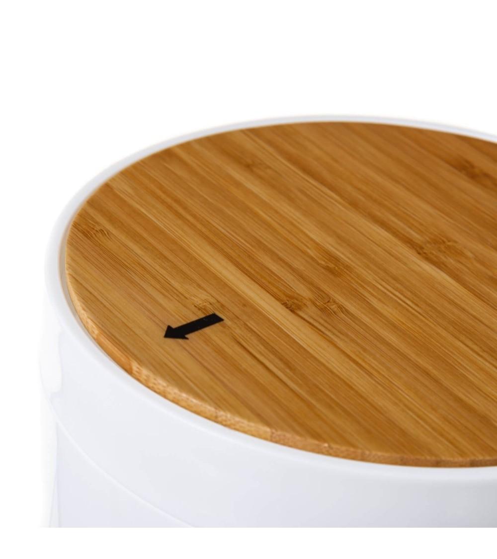 Dcasa Papelera Blanco Poliestireno Con Tapa De Bambú. Capacidad De 5 Litros