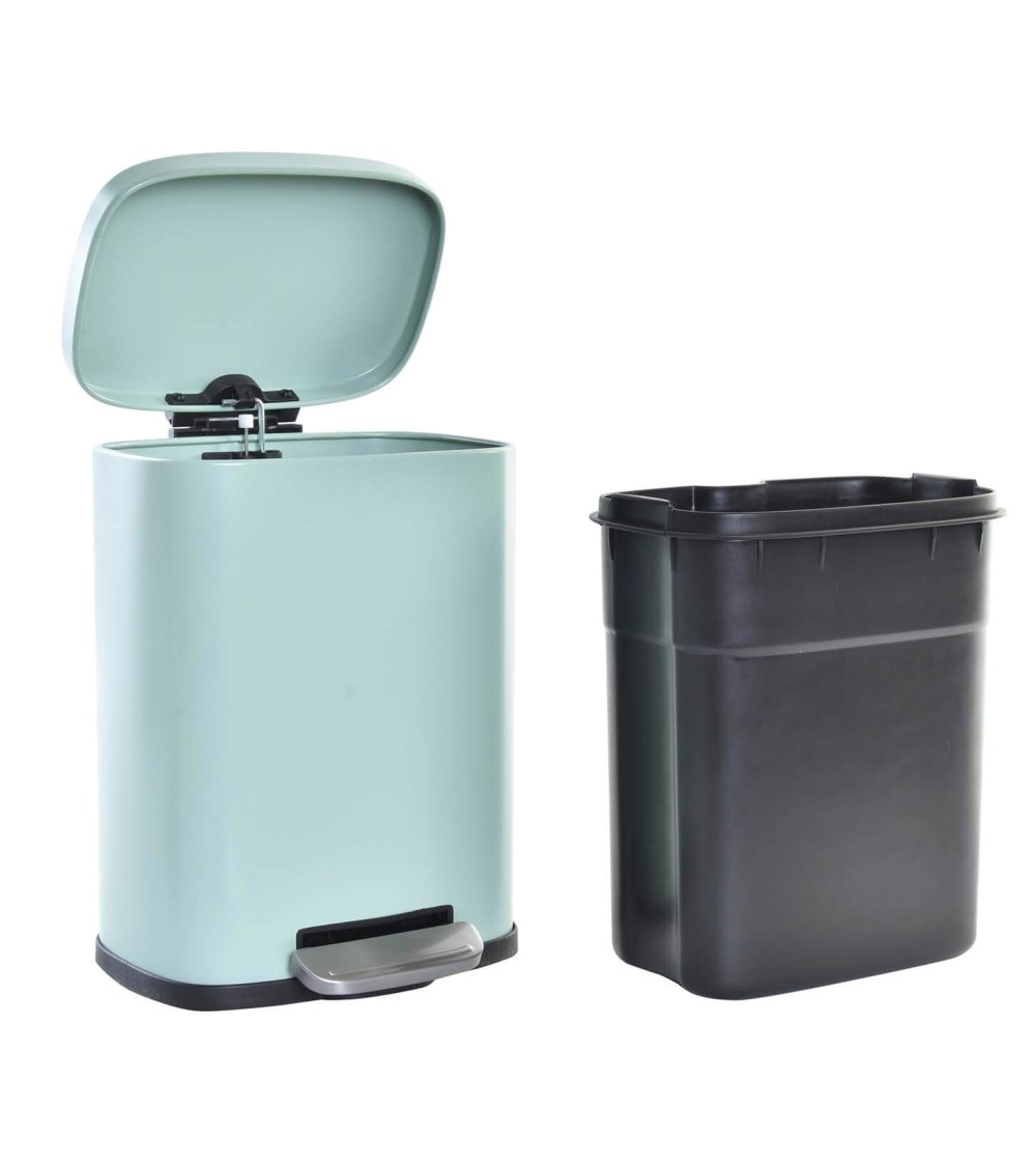 Dcasa Papelera Color Pastel Azul De Metal Y Polipropileno Con Cerrado Lento De 5 Litros