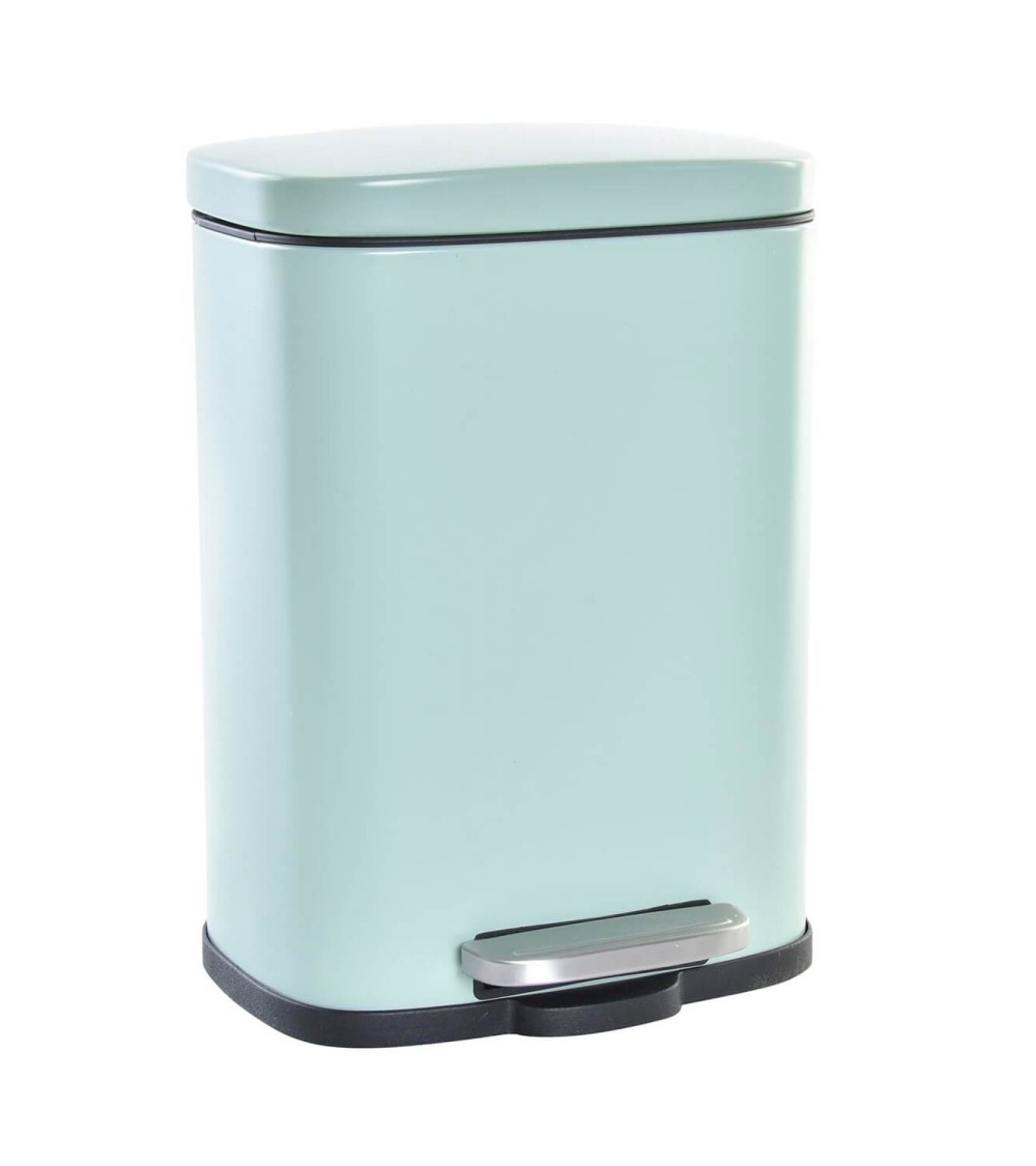 Dcasa Papelera color pastel azul de metal y polipropileno con cerrado lento de 5 litros