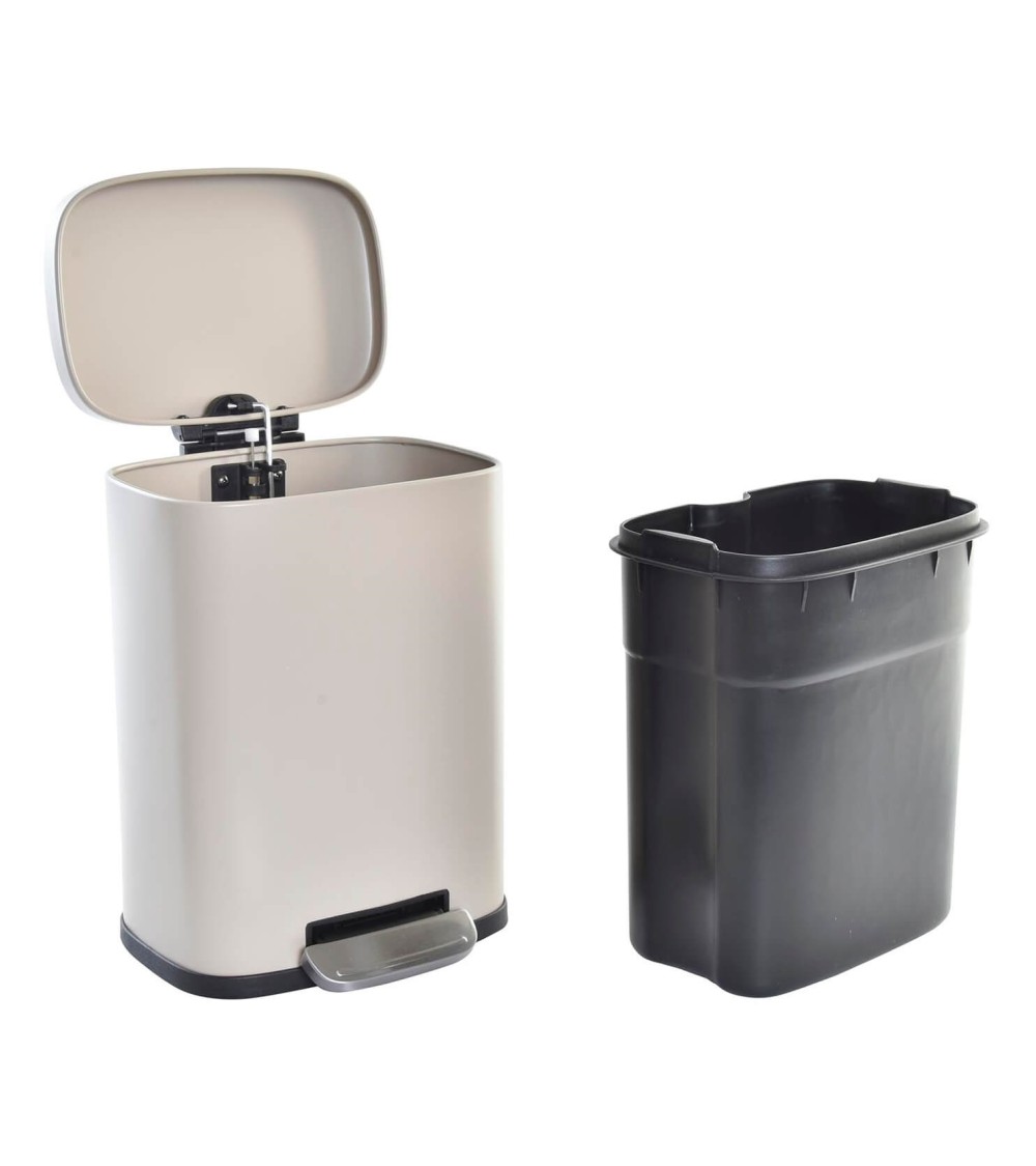 Dcasa Papelera Color Pastel Beige De Metal Y Polipropileno Con Cerrado Lento De 5 Litros