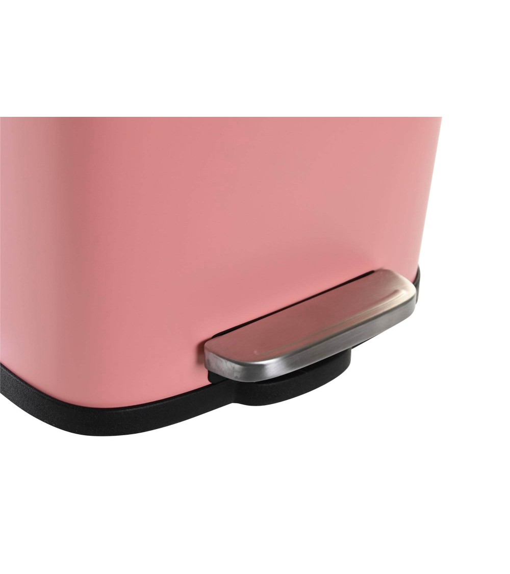 Dcasa Papelera Color Pastel Rosa De Metal Y Polipropileno Con Cerrado Lento De 5 Litros
