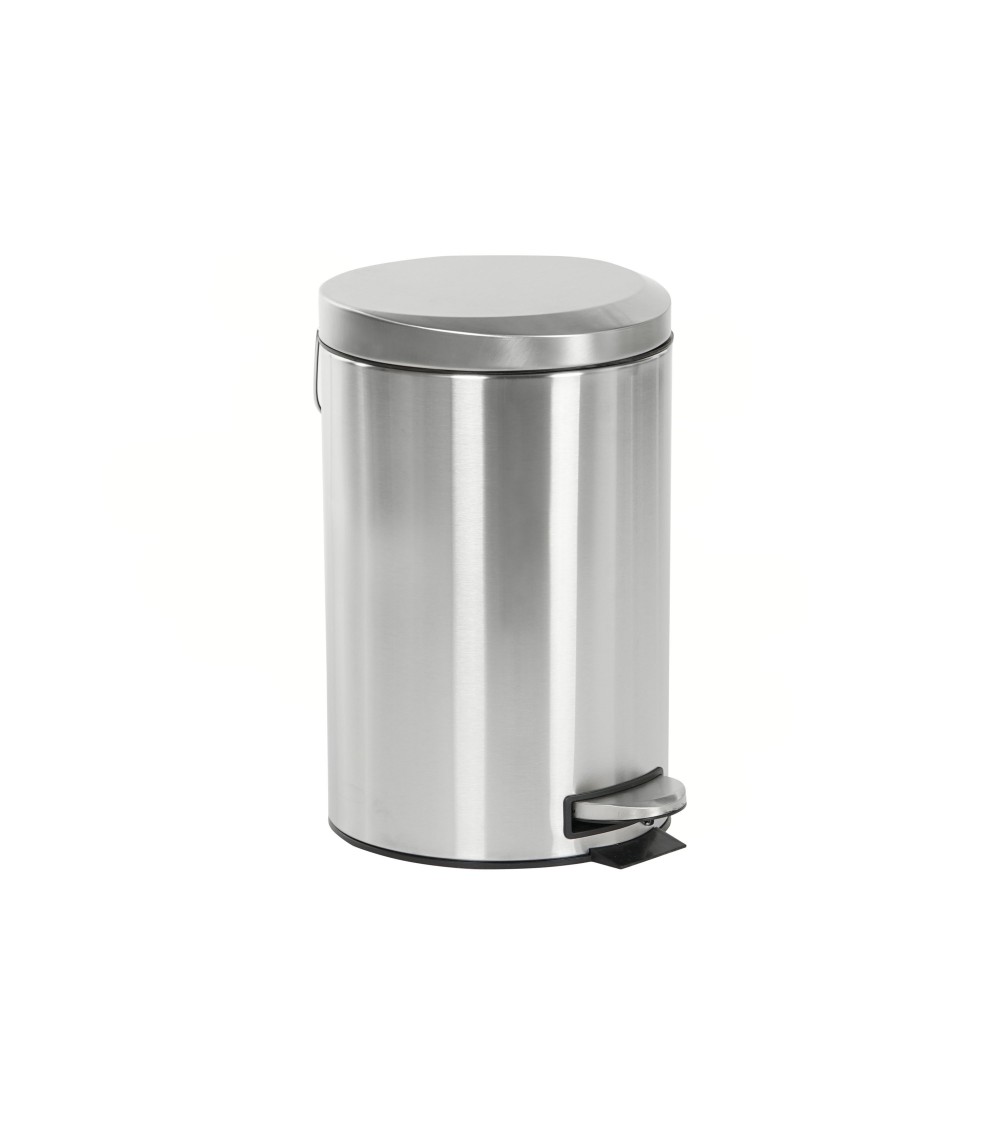 Dcasa Papelera de cocina cubo de basura mate plateada de acero inoxidable de 12 litros