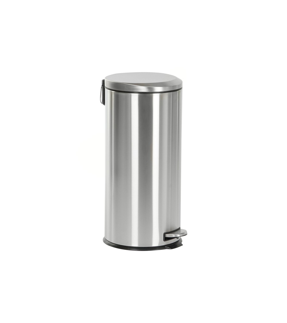 Dcasa Papelera de cocina cubo de basura mate plateada de acero inoxidable de 30 litros