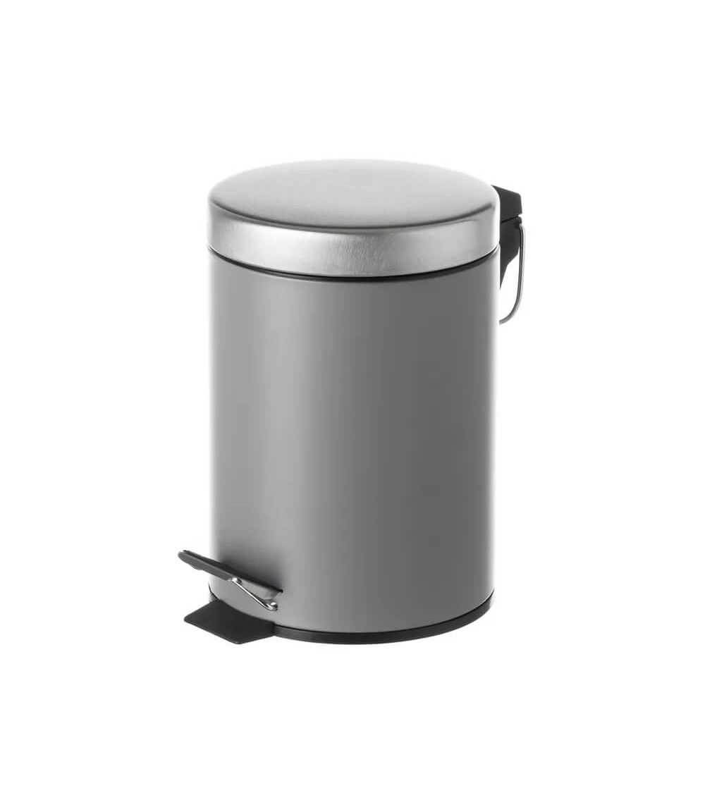 Dcasa Papelera gris oscuro de metal y polipropileno de 3 litros