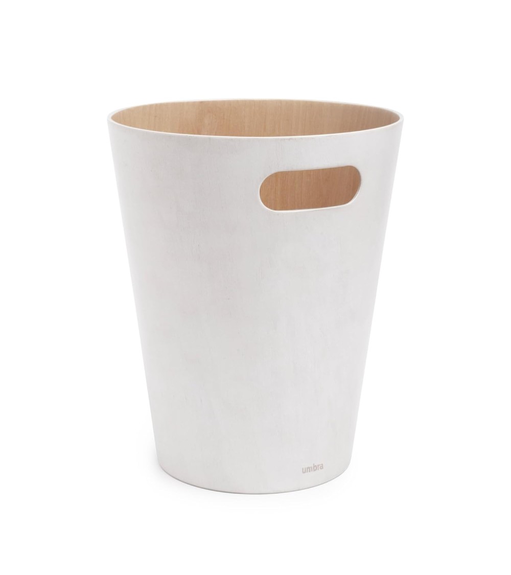 Dcasa Papelera Madera Natural Tratada Con Acabado Beige