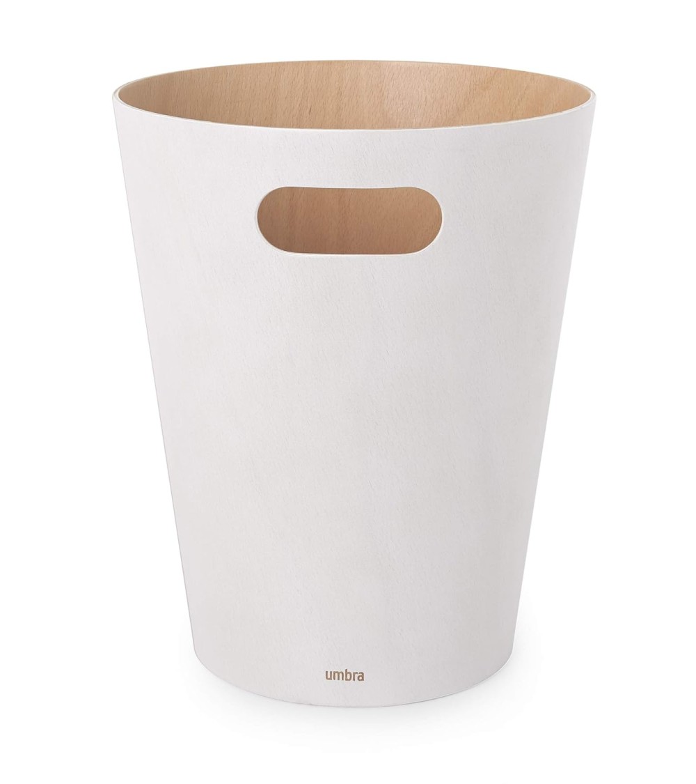 Dcasa Papelera Madera natural tratada con acabado beige