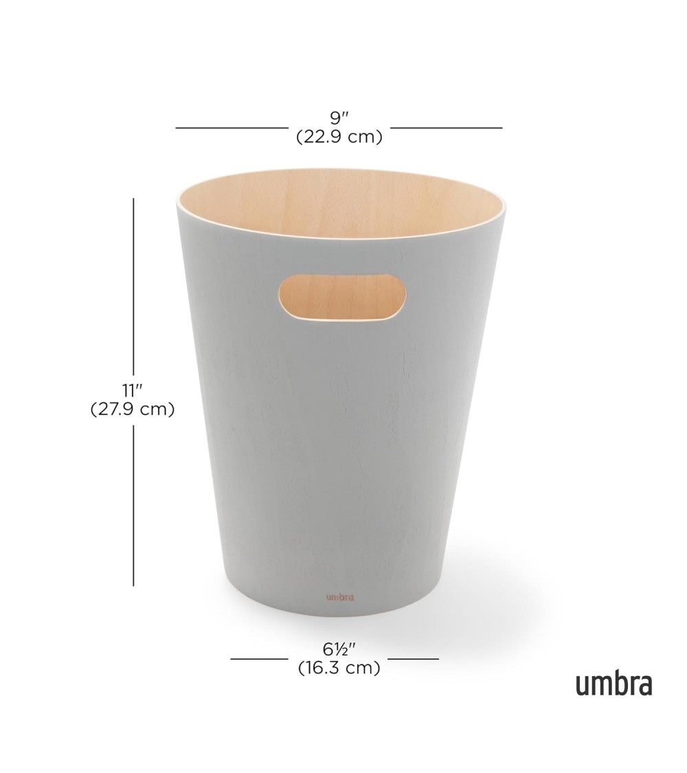 Dcasa Papelera Madera Natural Tratada Con Acabado Gris
