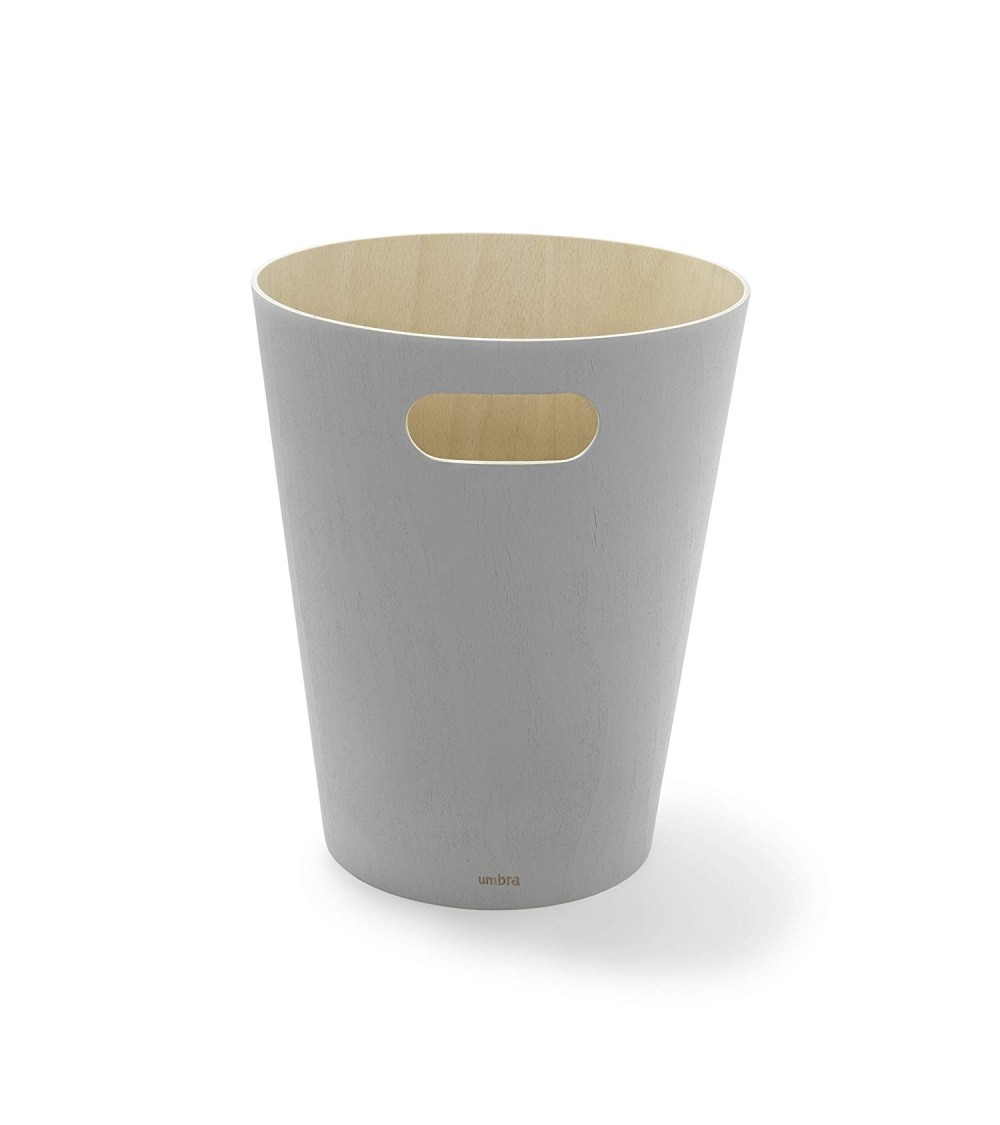 Dcasa Papelera Madera natural tratada con acabado gris