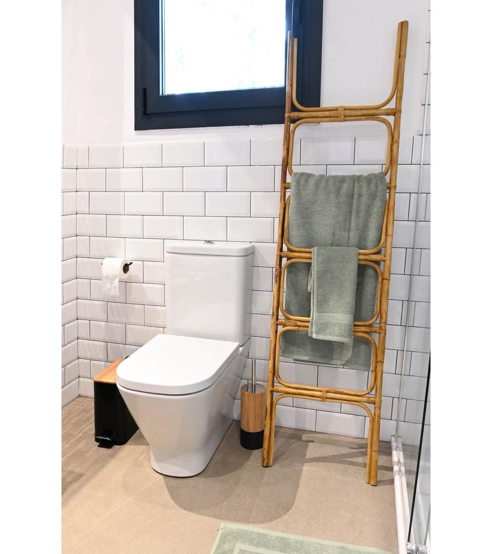 Dcasa Papelera Negro Industrial De Metal Con Tapa De Bambu Natural De 5L