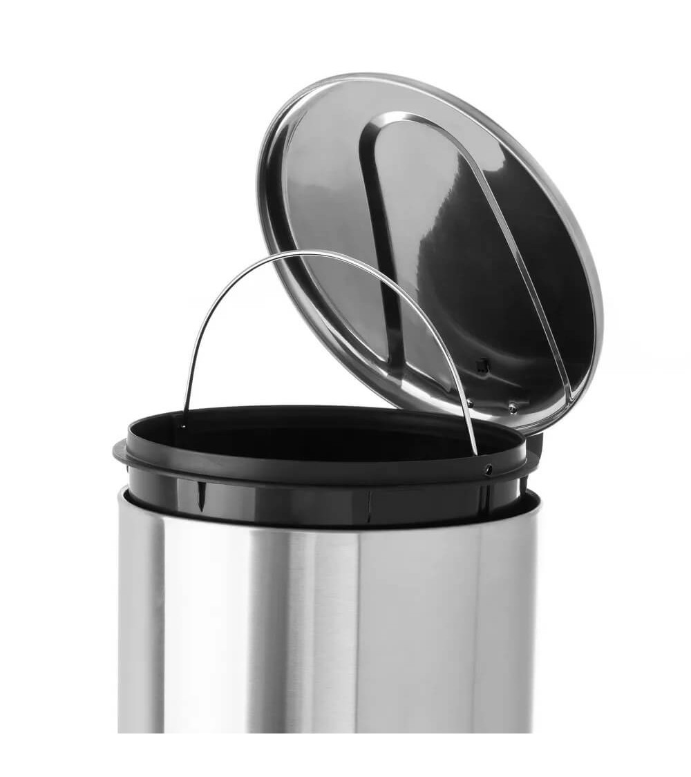 Dcasa Papelera Pedal Plateada De Acero Inoxidable De 20 Litros