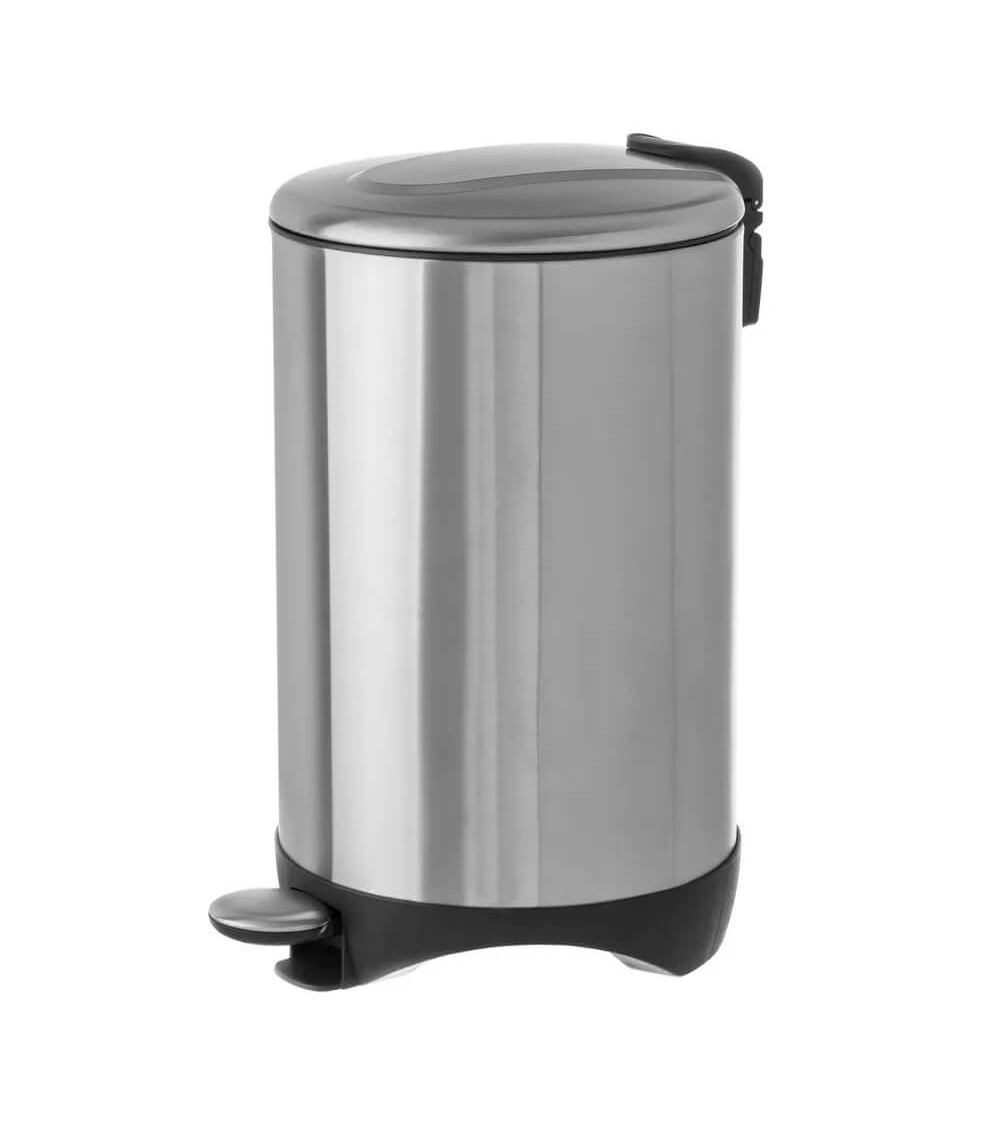 Dcasa Papelera pedal plateada de acero inoxidable de 20 litros