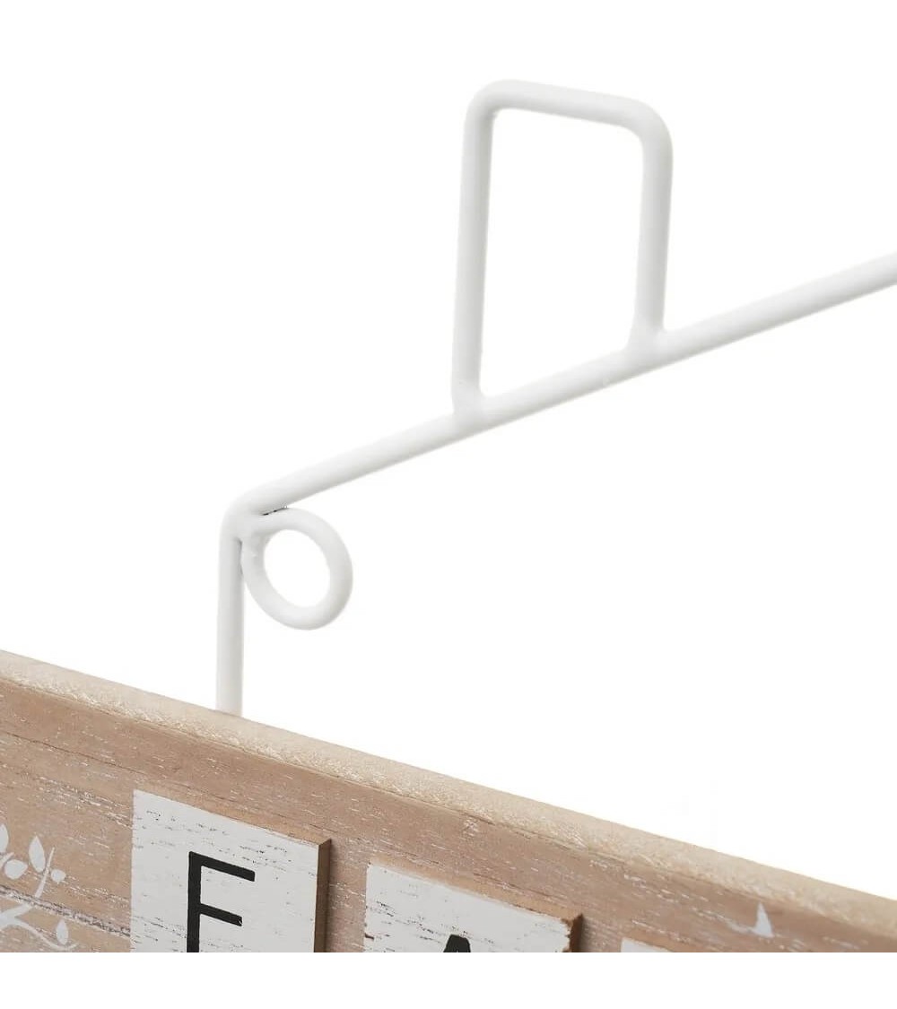 Dcasa Percha Con 4 Colgadores Natural De Madera Y Metal De 45x25 Cm