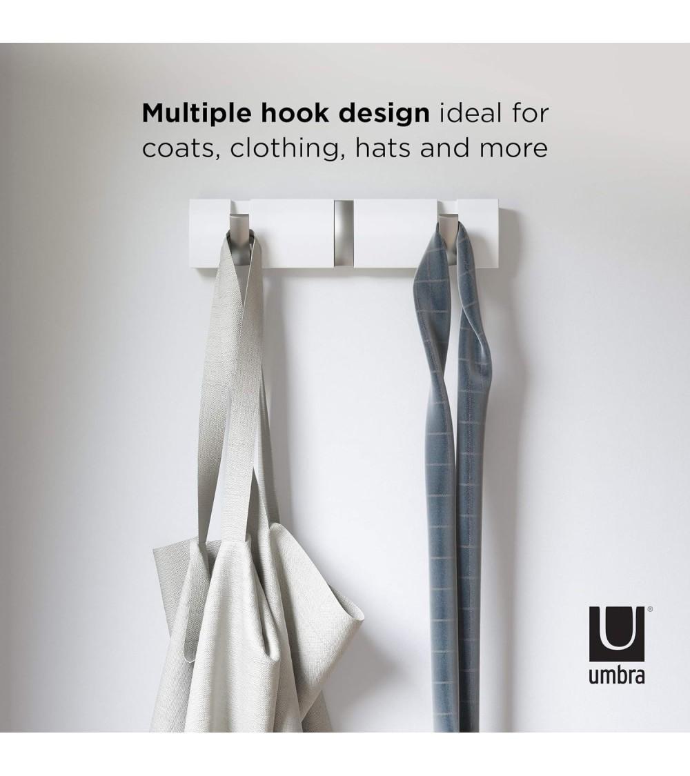 Dcasa Percha De Pared Flip Blanco Alamo 3 Ganchos Plegable