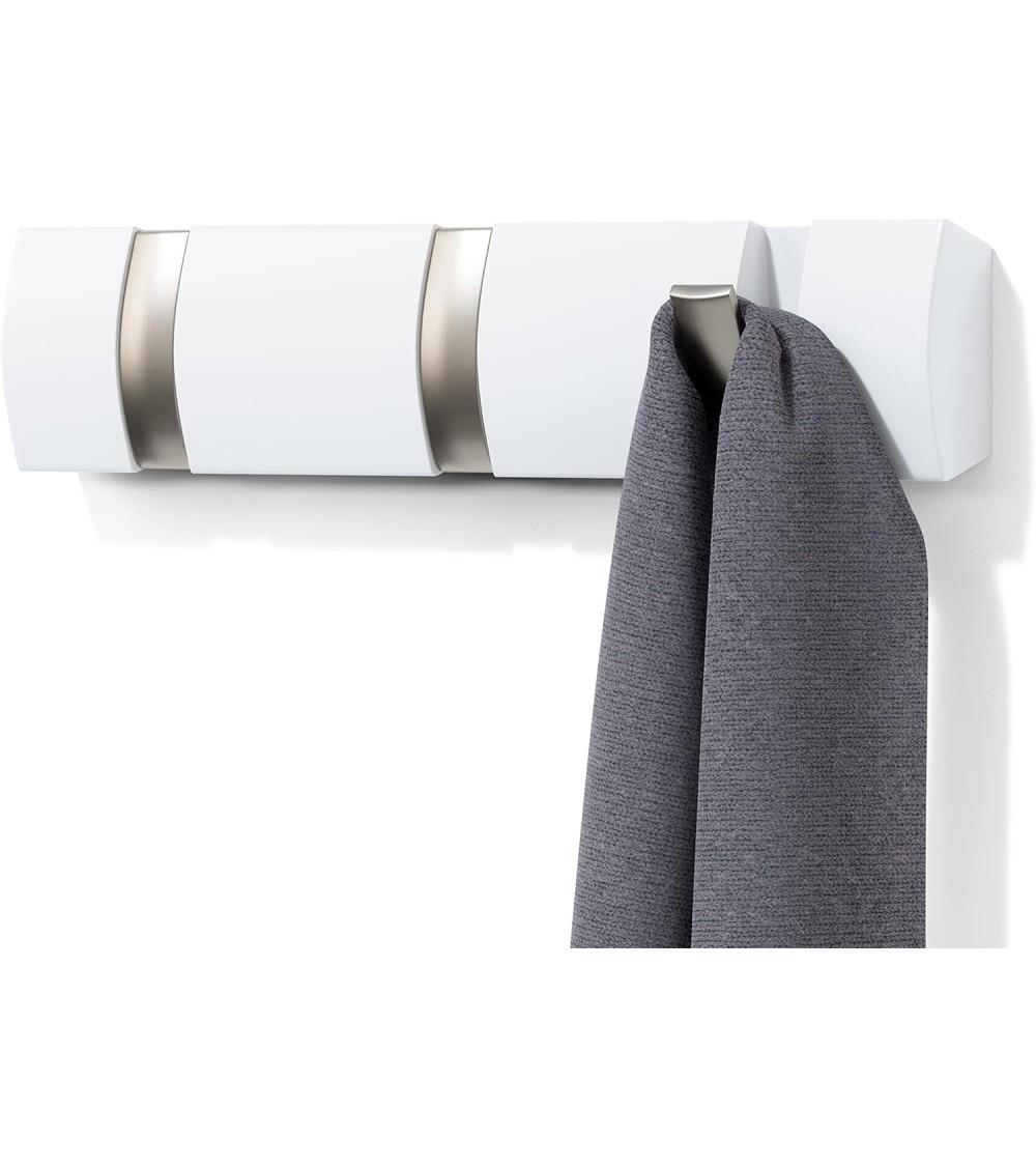 Dcasa Percha de pared flip blanco alamo 3 Ganchos plegable