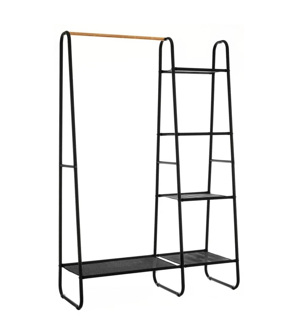 Dcasa Perchero con 4 estantes de hierro negro de 100x39x151 cm