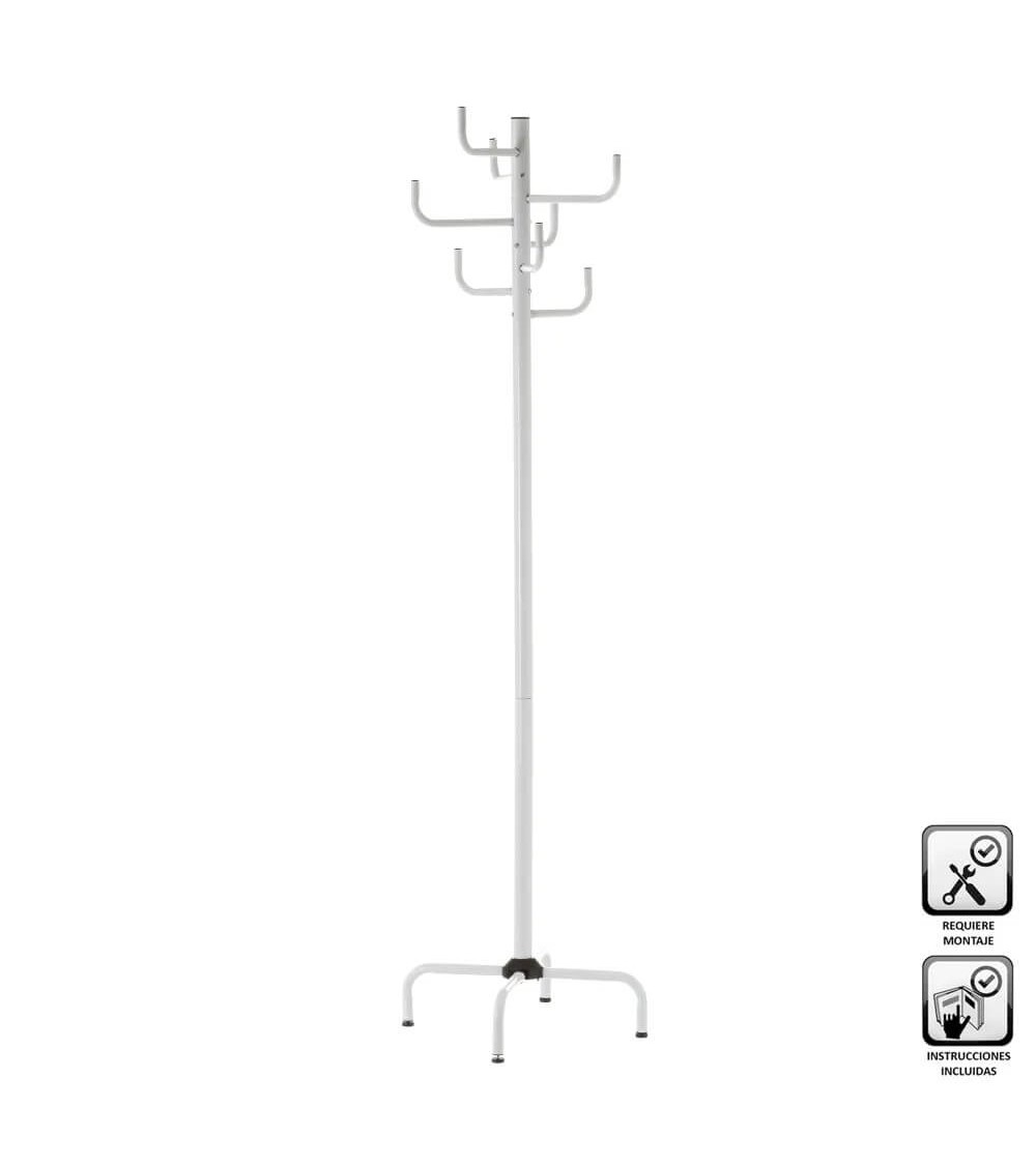 Dcasa Perchero de 8 brazos moderno blanco de metal para la entrada de 180 cm