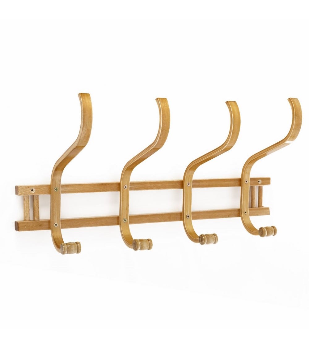 Dcasa Perchero de pared beige de madera roble de 60x26 cm