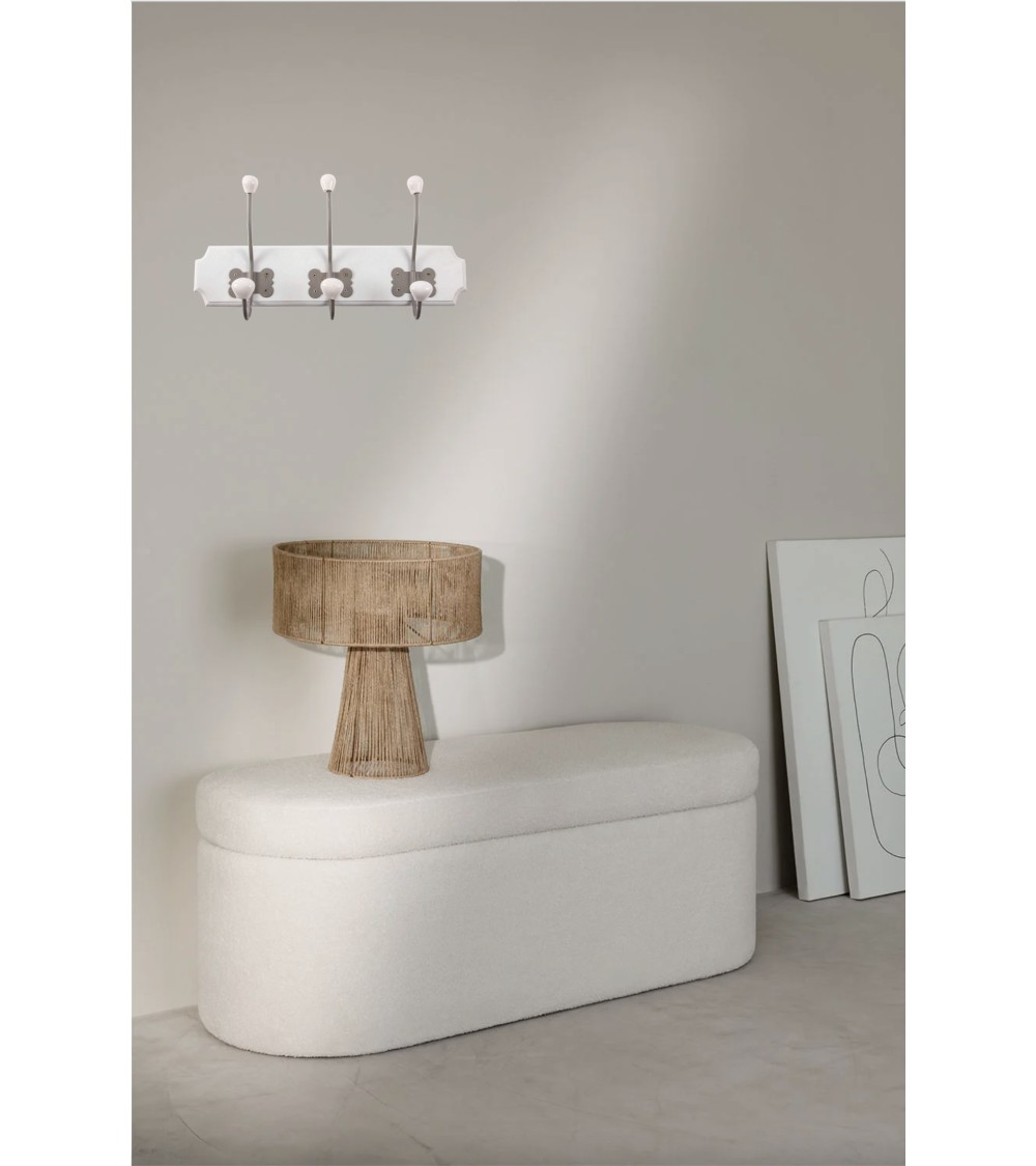 Dcasa Perchero De Pared Blanca De Madera Con 6 Colgadores De 21x40 Cm