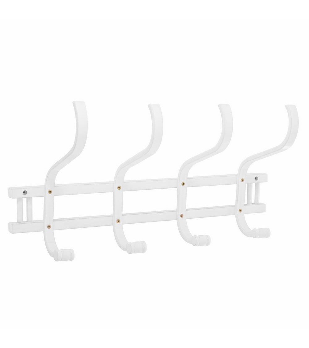 Dcasa Perchero de pared blanco de madera minimalista de 60x26 cm