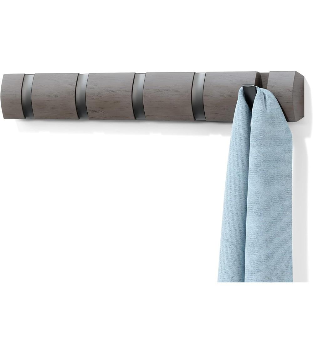 Dcasa Perchero de pared con 5 ganchos plegable color gris