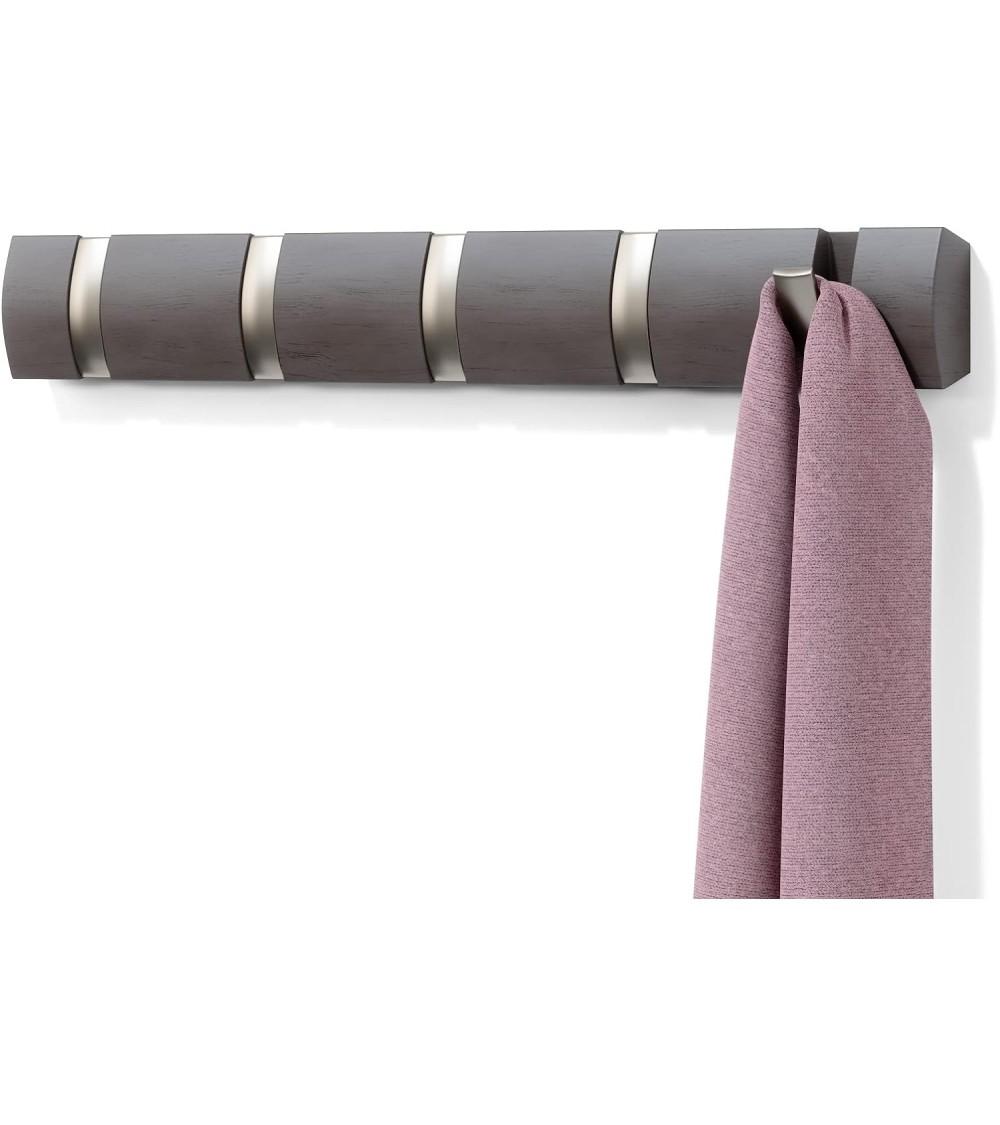 Dcasa Perchero de pared con 5 ganchos plegable color Nickel