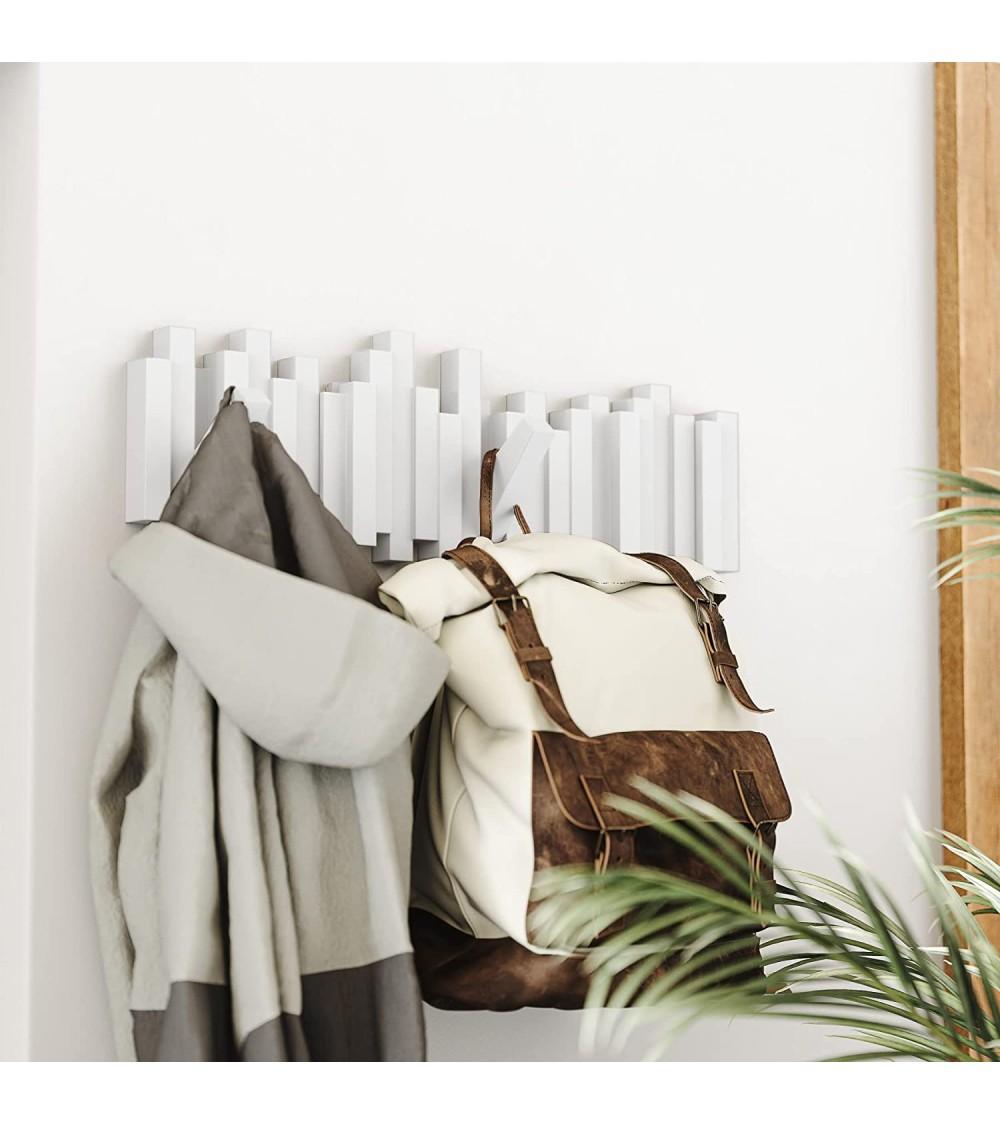 Dcasa Perchero De Pared Con 5 Ganchos Plegable Sticks Blanco Original Y Decorativo