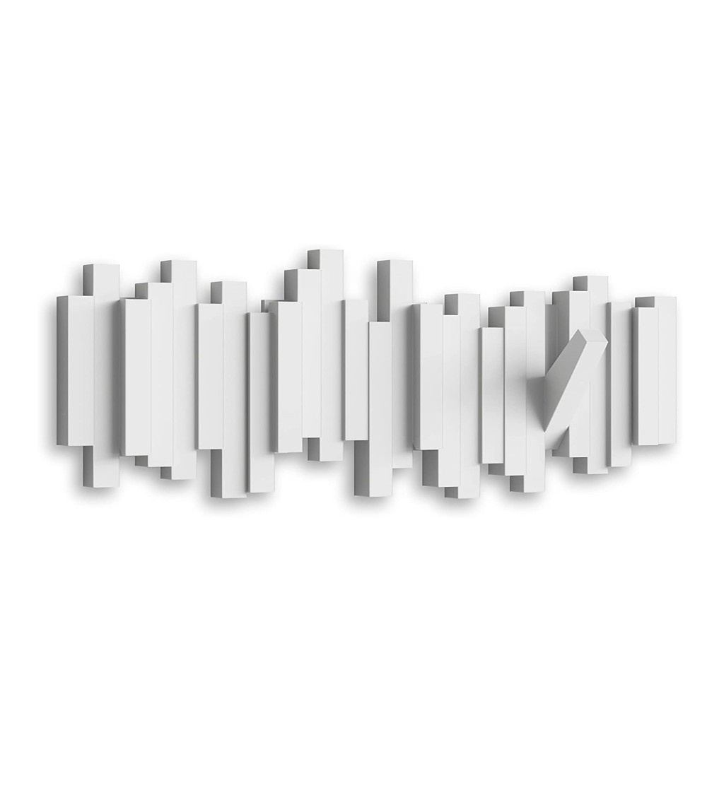 Dcasa Perchero de Pared con 5 Ganchos Plegable Sticks Blanco Original y Decorativo