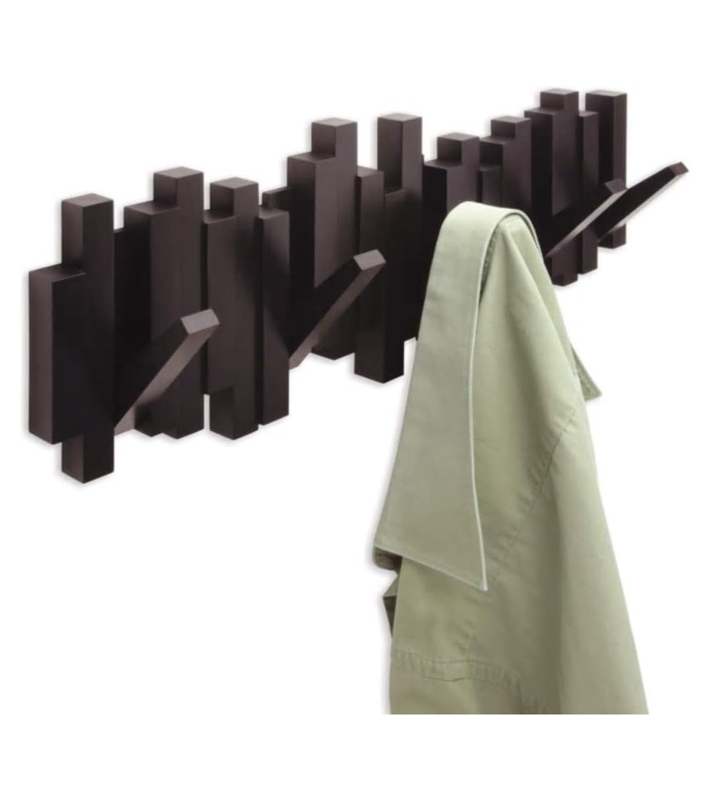 Dcasa Perchero De Pared Con 5 Ganchos Plegable Sticks Marrón Original Y Decorativo