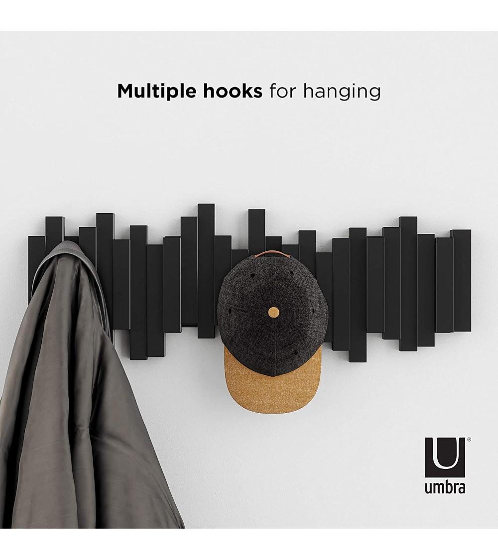 Dcasa Perchero De Pared Con 5 Ganchos Plegable Sticks Negro Original Y Decorativo