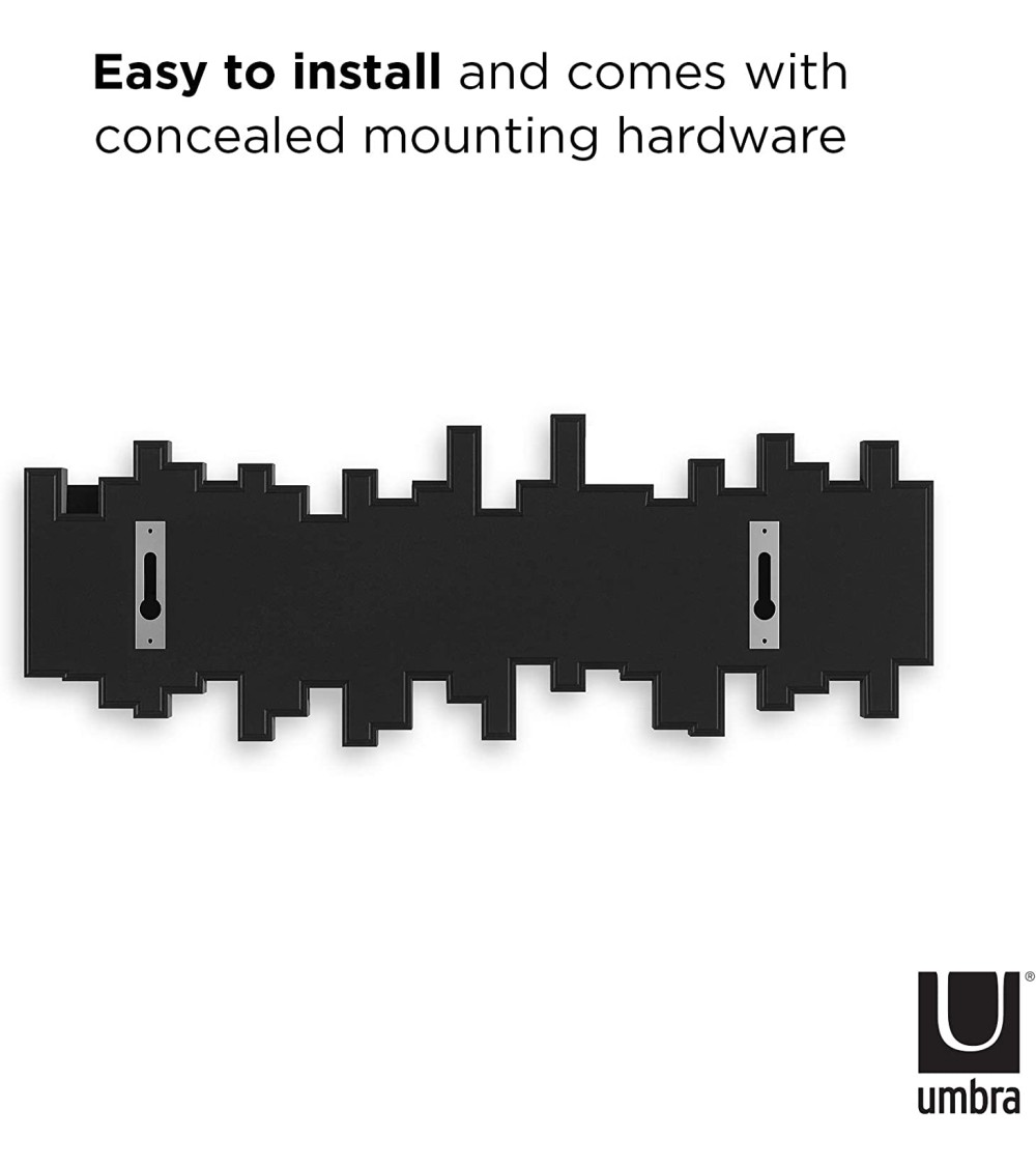 Dcasa Perchero De Pared Con 5 Ganchos Plegable Sticks Negro Original Y Decorativo