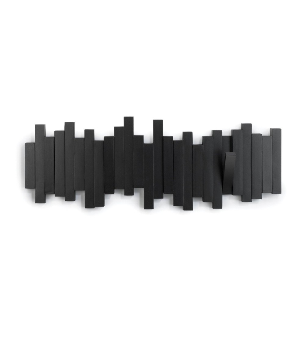 Dcasa Perchero de Pared con 5 Ganchos Plegable Sticks Negro Original y Decorativo