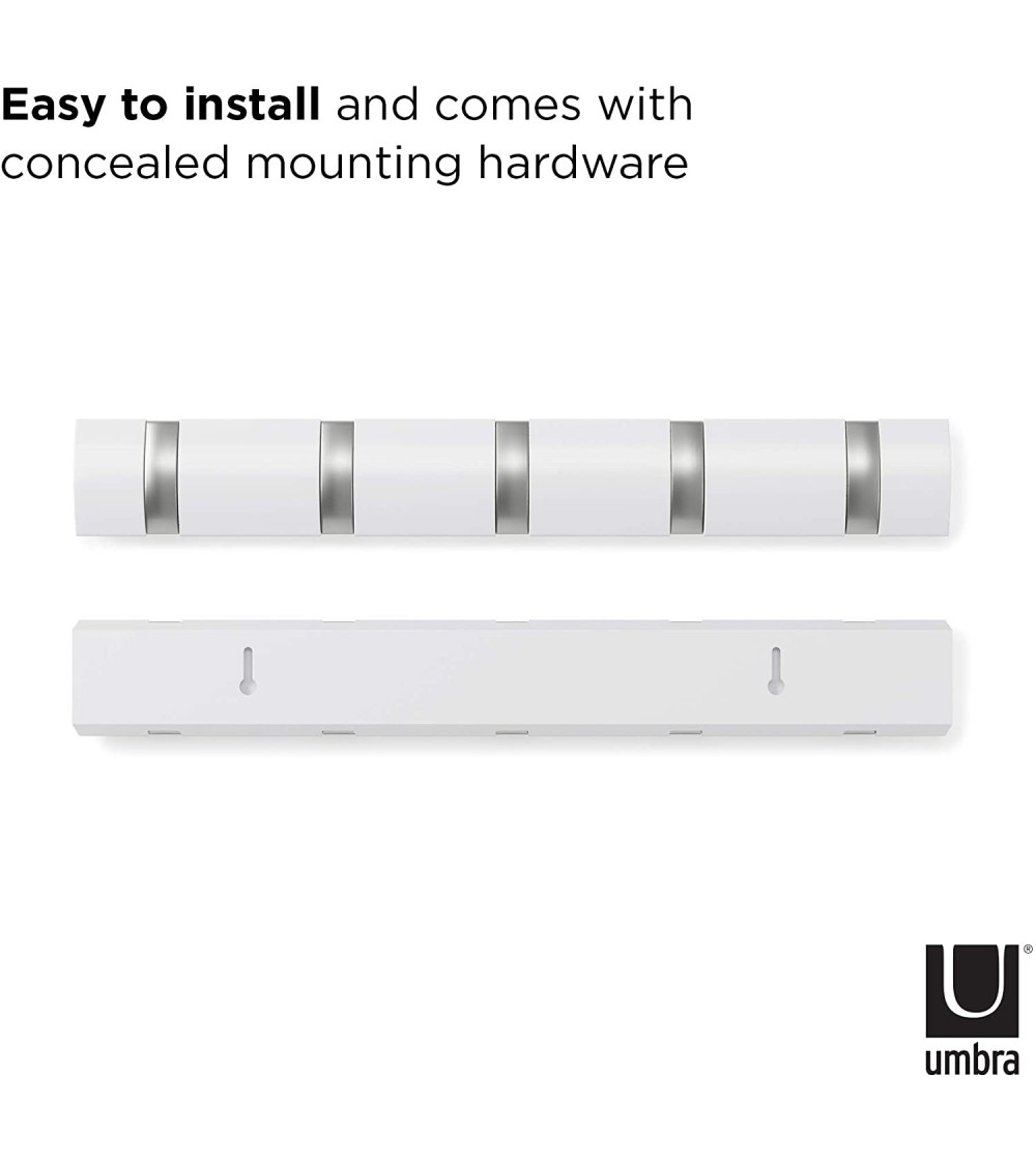 Dcasa Perchero De Pared Con Ganchos Plegable Color Blanco 5 Colgador Plegable