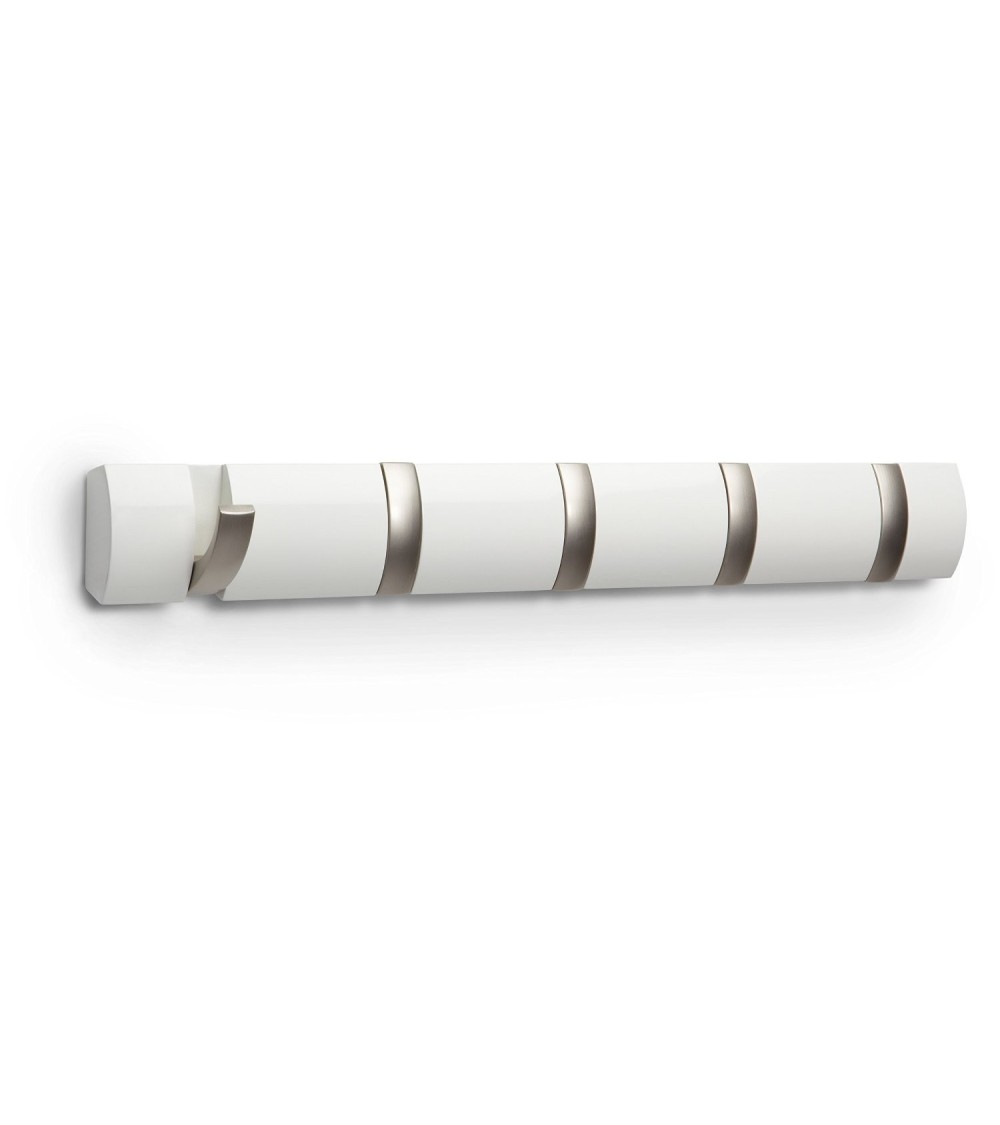 Dcasa Perchero de Pared con Ganchos Plegable Color Blanco 5 Colgador Plegable