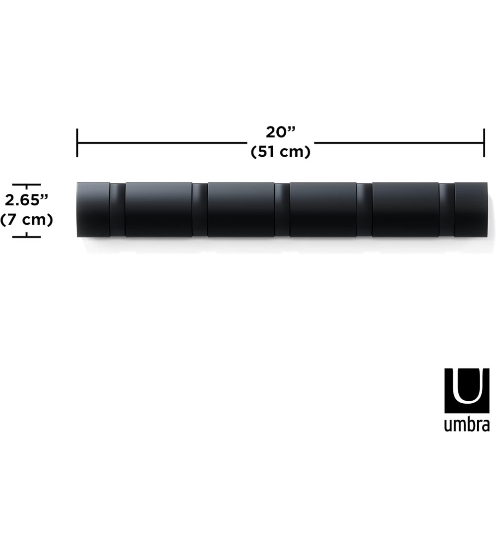 Dcasa Perchero De Pared Con Ganchos Plegable Color Negro 5 Ganchos Plegable