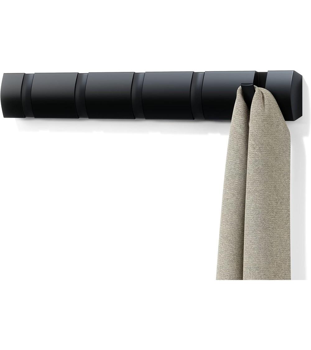 Dcasa Perchero de pared con ganchos plegable color negro 5 ganchos plegable