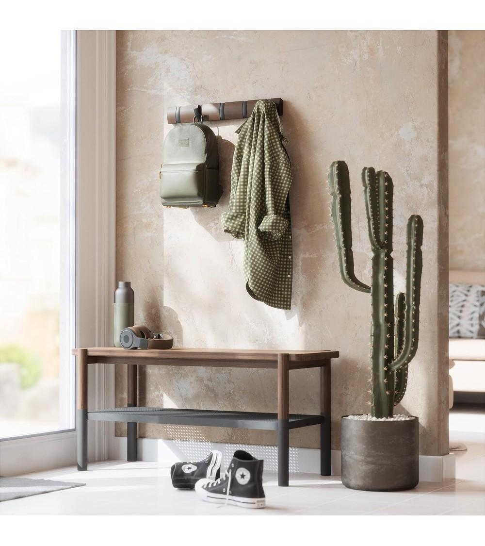 Dcasa Perchero De Pared De Nogal 5 Ganchos Plegable Ganchos De Color Negro