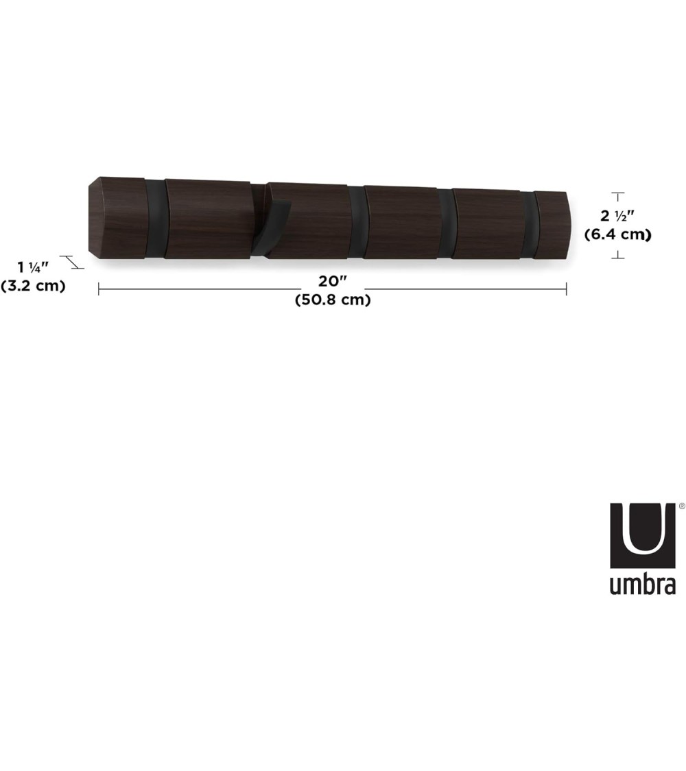 Dcasa Perchero De Pared De Nogal 5 Ganchos Plegable Ganchos De Color Negro