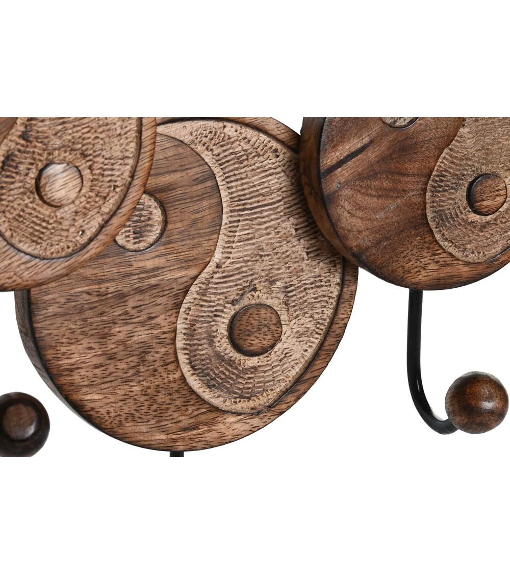 Dcasa Perchero De Pared Fengshui Ying-Yang De Madera Marron 5 Colgadores