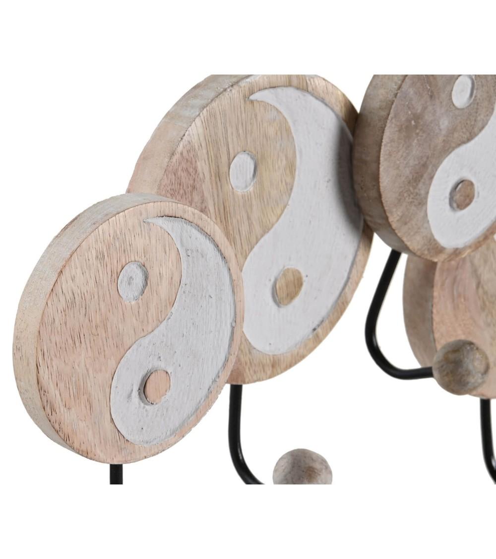 Dcasa Perchero De Pared Fengshui Ying-Yang De Madera Natural 5 Colgadores