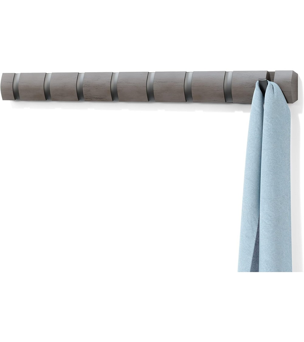 Dcasa Perchero de pared Gancho 8 Ganchos plegable color Gris/Peltre