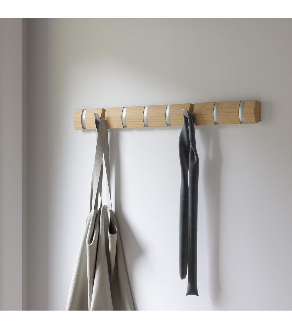 Dcasa Perchero De Pared Gancho 8 Ganchos Plegable Color Natural