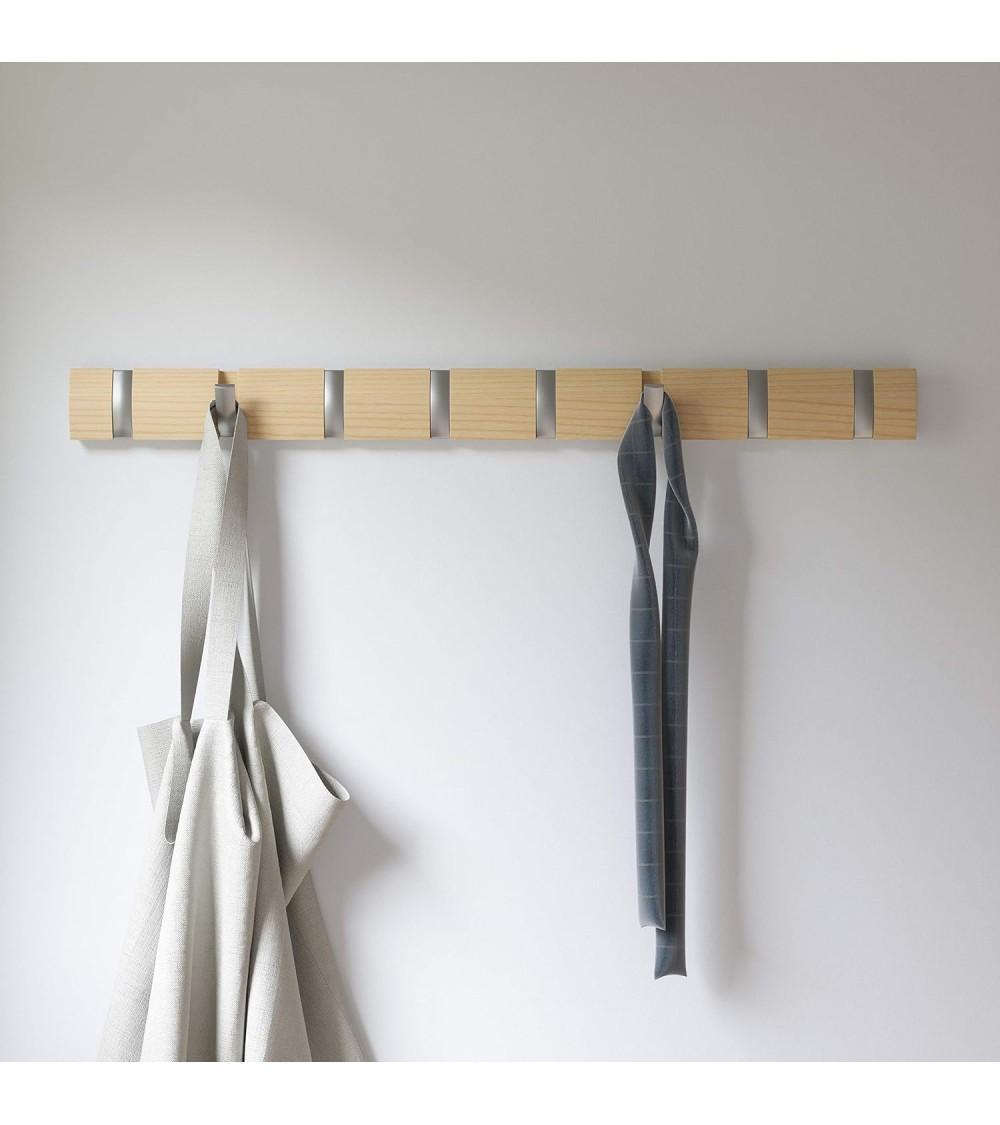 Dcasa Perchero De Pared Gancho 8 Ganchos Plegable Color Natural