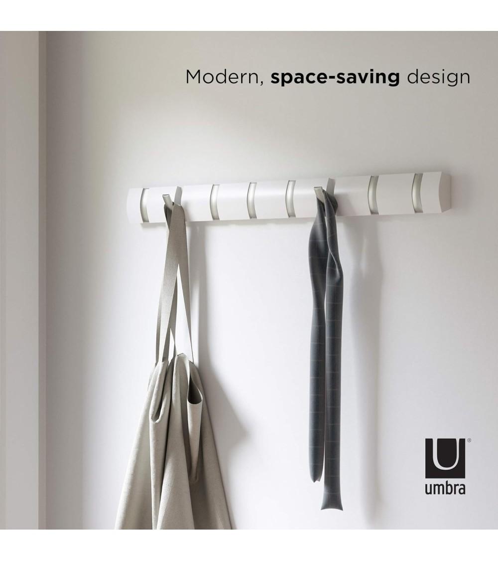 Dcasa Perchero De Pared Gancho 8 Ganchos Plegable Color Blanco