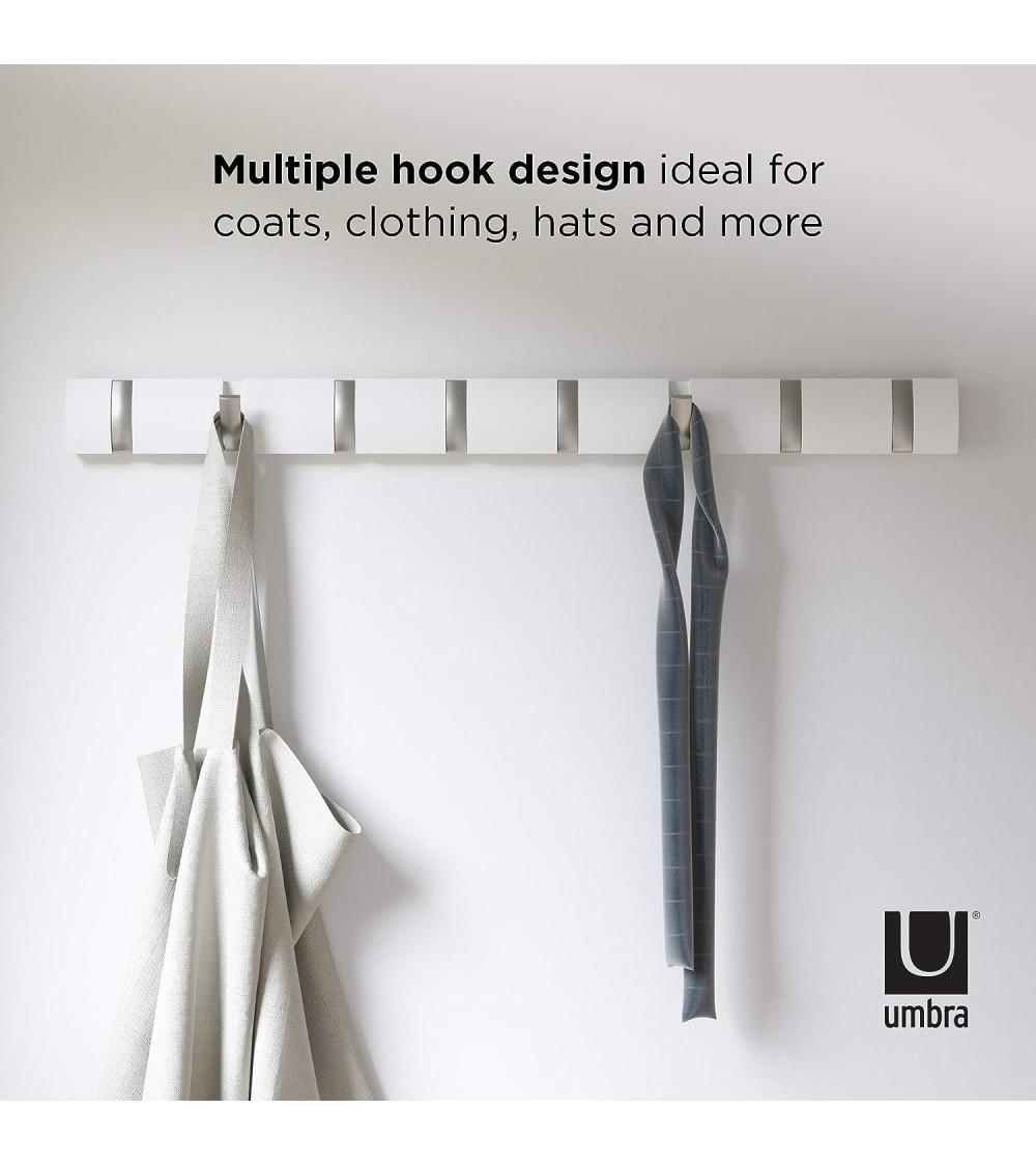 Dcasa Perchero De Pared Gancho 8 Ganchos Plegable Color Blanco