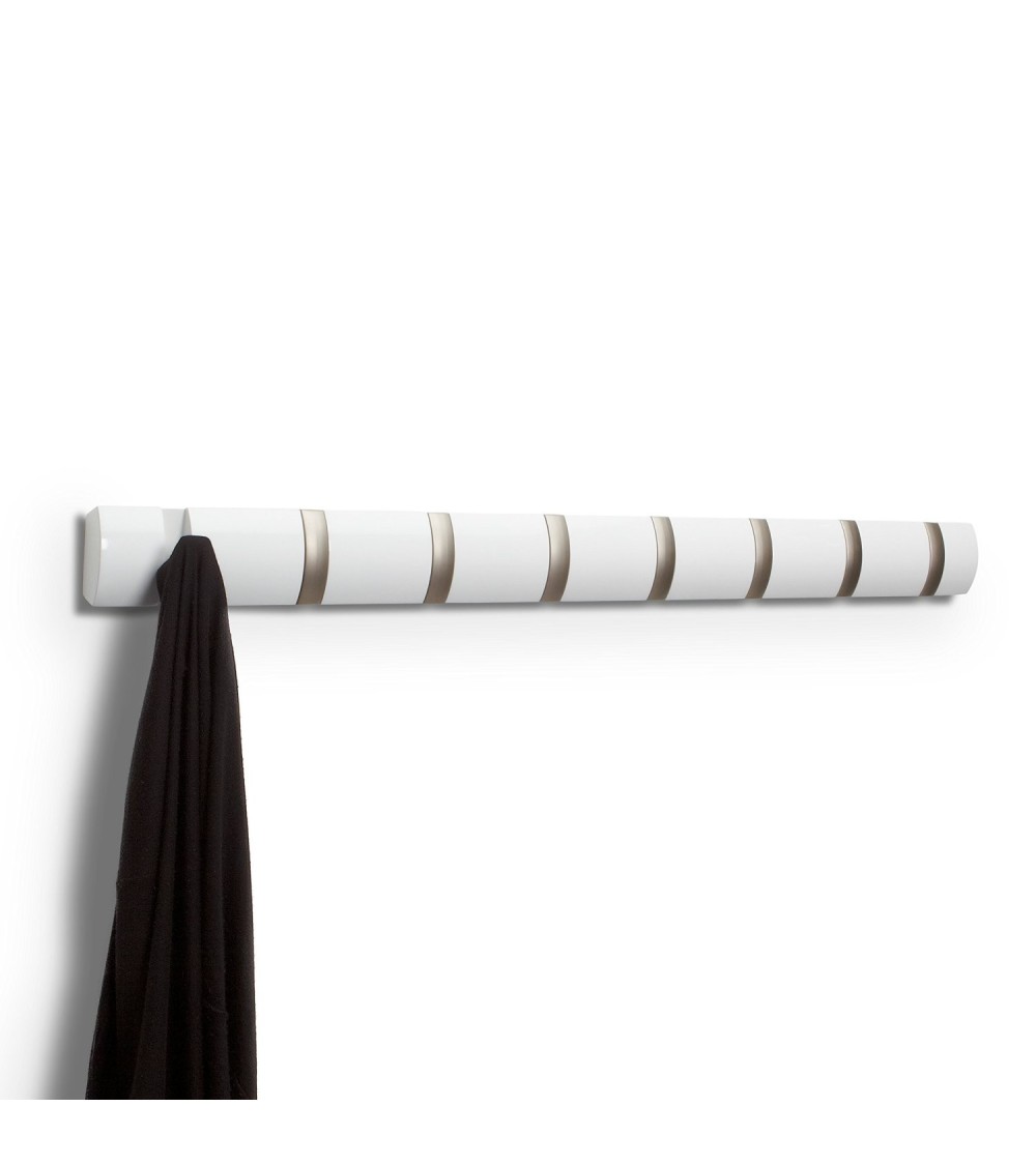 Dcasa Perchero de pared Gancho 8 Ganchos plegable color blanco
