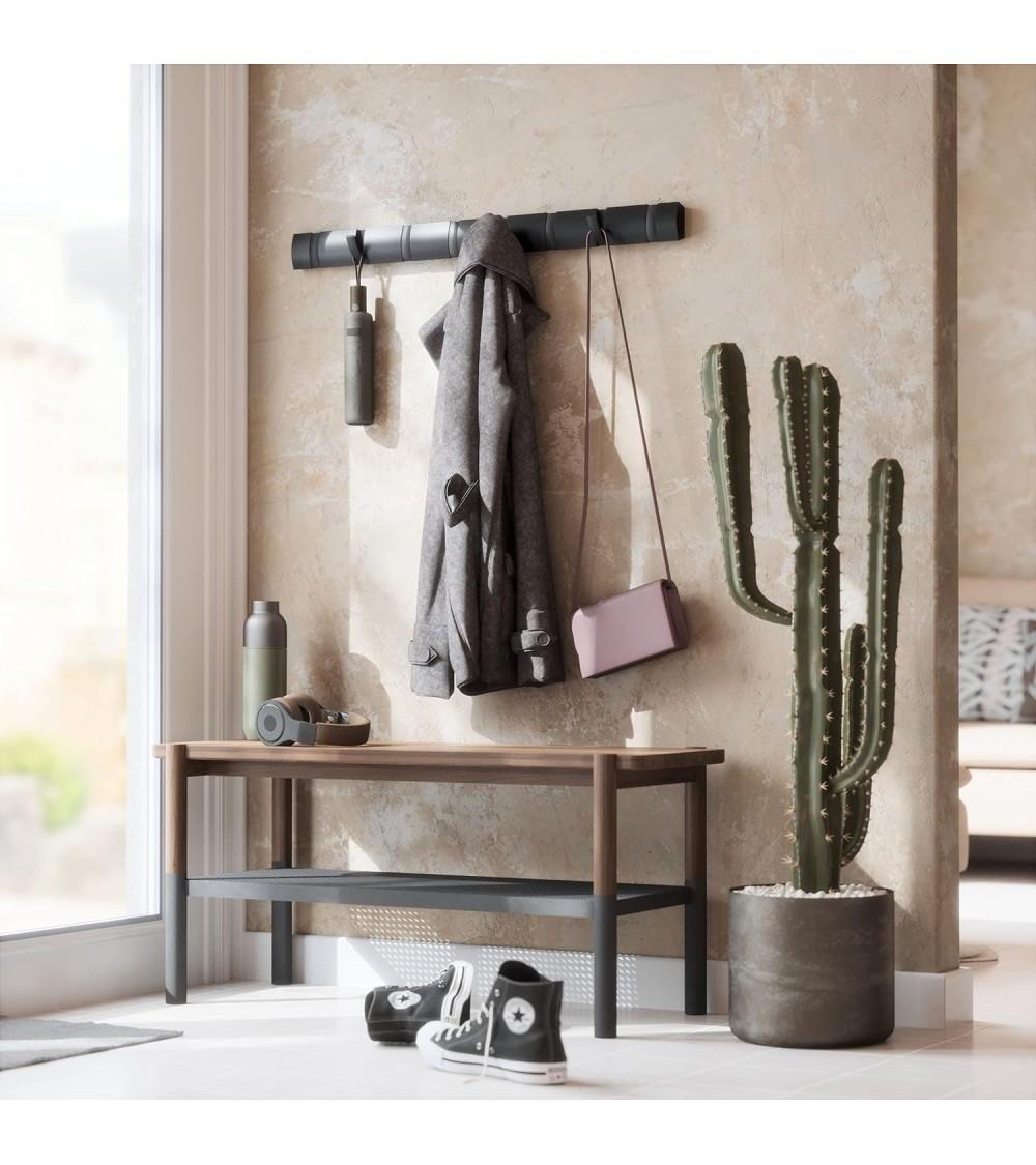 Dcasa Perchero De Pared Gancho 8 Ganchos Plegable Negro